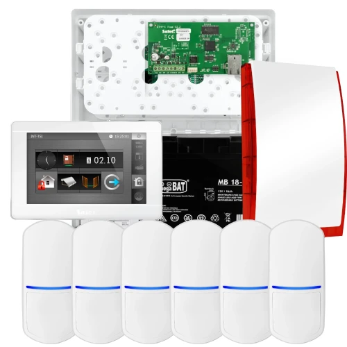 SATEL INTEGRA 32 alarmsysteemset, 6x detector, sirene, witte bedieningspaneel INT-TSI-W