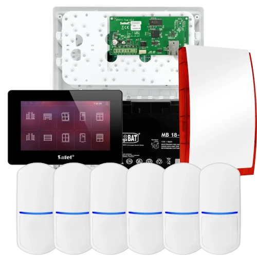 SATEL INTEGRA 32 alarmsysteemset, 6x sensor, sirene, zwarte bedieningspaneel INT-TSH2-B