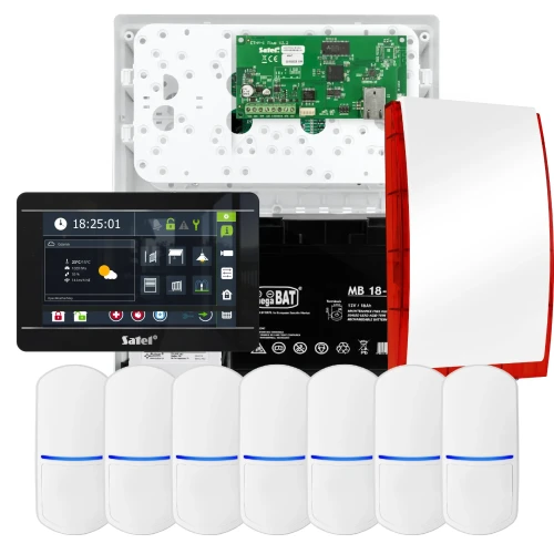 SATEL INTEGRA 32 alarmsysteemset, 7x detector, sirene, zwarte bedieningspaneel INT-TSI-B