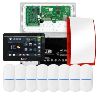 SATEL INTEGRA 32 alarmsysteemset, 8x PET-detector, sirene, zwarte bedieningspaneel INT-TSI-B
