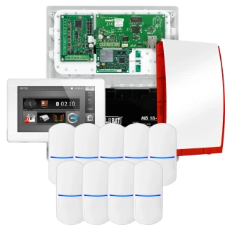 SATEL INTEGRA 32 alarmsysteemset, 9x detector, sirene, witte bedieningspaneel INT-TSI-W, LTE-communicatie