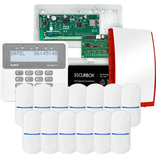 SATEL PERFECTA 32 IP alarmsysteemset, 13x PET-detector, sirene, bedieningspaneel
