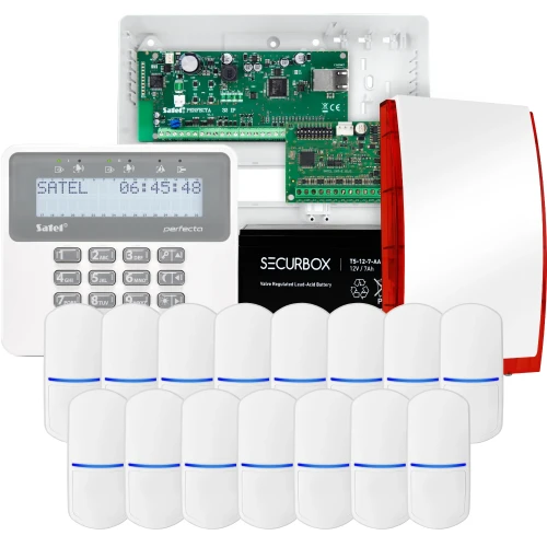 SATEL PERFECTA 32 IP alarmsysteemset, 15x detector, sirene, bedieningspaneel