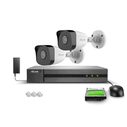 Set voor monitoring 2x IPCAM-B2 Full HD, PoE, IR 30m, H.265+, IP67 Hilook Hikvision