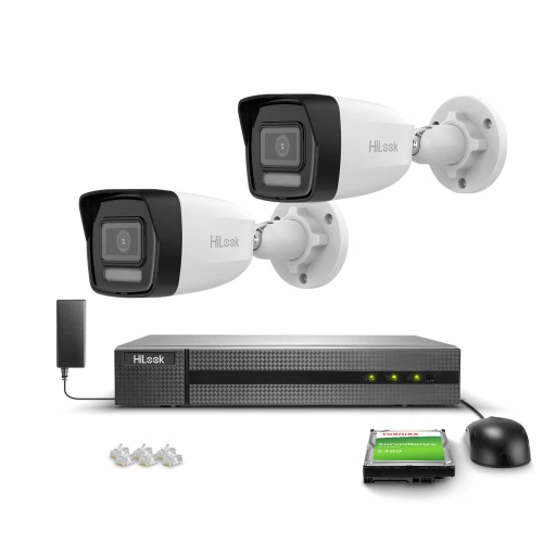 Set voor monitoring 2x IPCAM-B2-30DL Full HD, PoE, Hybrid Light 20/30m MD 2.0 Hilook Hikvision