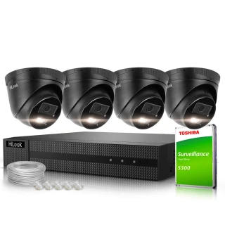 Set voor monitoring 4x IPCAM-T4-30DL Zwart 4MPx Dual-Light 30m HiLook by Hikvision