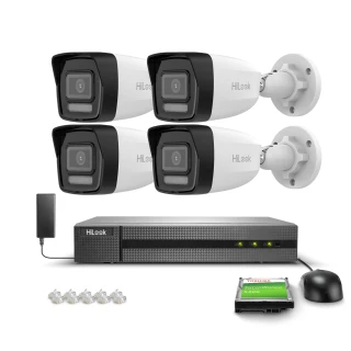 Set voor monitoring 4x IPCAM-B2-30DL Full HD, PoE, Hybrid Light 20/30m MD 2.0 Hilook Hikvision