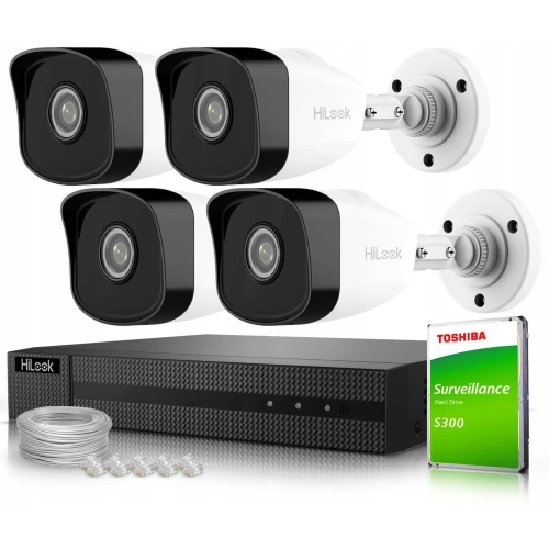 Set voor bewaking 4x IPCAM-B5 5MPx IR 30m, 1x NVR-4CH-5MP/4P HiLook by Hikvision