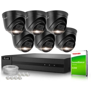 Set voor monitoring 6x IPCAM-T4-30DL Zwart 4MPx Dual-Light 30m HiLook by Hikvision