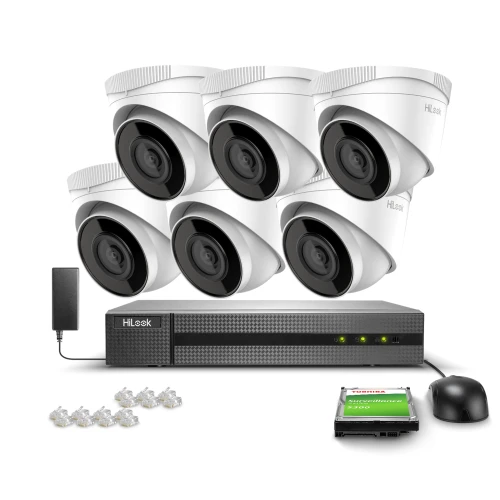 Set voor monitoring 6x IPCAM-T2, Full HD, IR 30m, PoE, H.265+ Hilook Hikvision