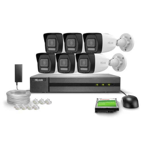 Set voor monitoring 6x IPCAM-B4-30DL 4MPx Hybrid Light 20m/30m MD 2.0 Hilook HIKVISION