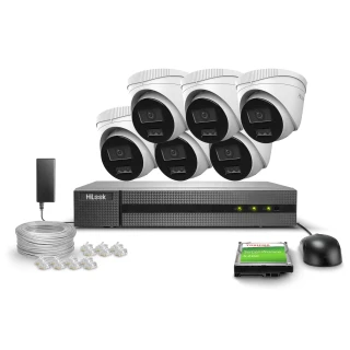 Set voor monitoring 6x IPCAM-T2-30DL FullHD Dual-Light 30m HiLook by Hikvision