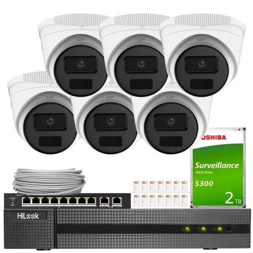 Bewakingsset 6x IPCAM-T4-P Full HD, PoE, IR 20m, H.265+ HiLook Hikvision