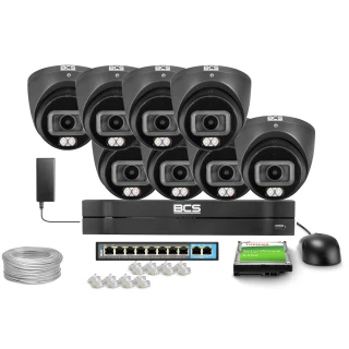 Monitoring set 8x BCS-L-EIP14FCL3-Ai1-G, 4Mpx, IR 30m, NightColor, WDR 120dB