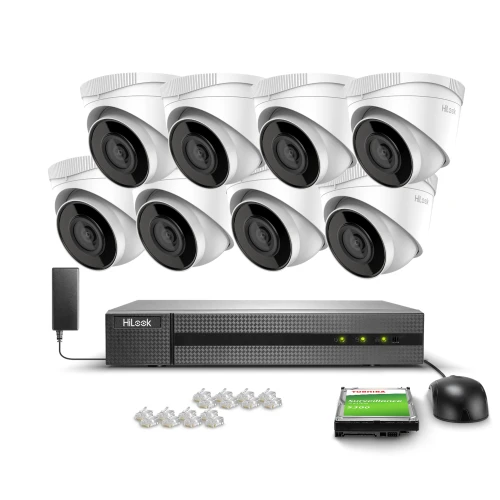 Set voor monitoring 8x IPCAM-T2, Full HD, IR 30m, PoE, H.265+ Hilook Hikvision
