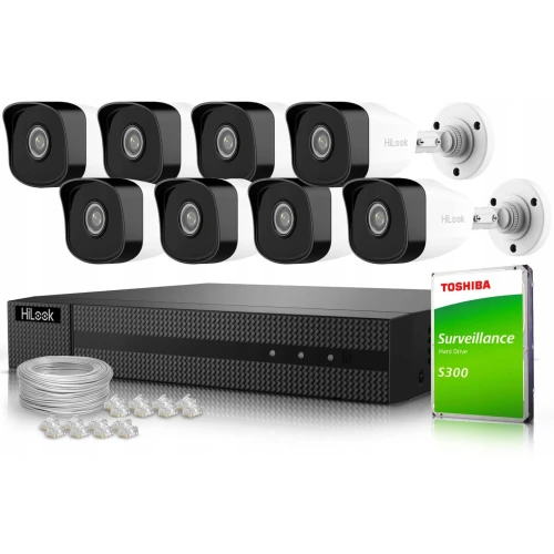 Set voor bewaking 8x IPCAM-B5 5MPx IR 30m, 1x NVR-8CH-5MP/8P HiLook by Hikvision