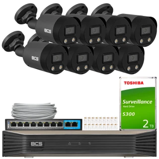 BCS Point bewakingsset 8x BCS-P-TIP28FWR3L2-Ai2-G NightColor, ADC, intelligente functies