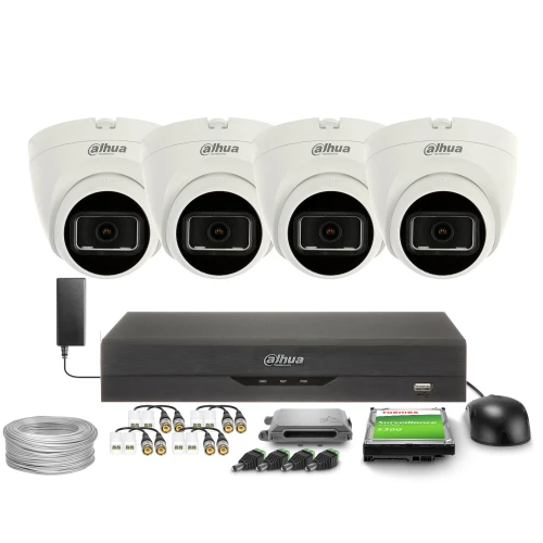 4-in-1 bewakingsset 4x HAC-HDW1200TRQ-0280B-S6 2Mpx, IR25m, DWDR, Dahua