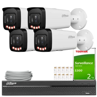 Dahua bewakingsset 4x IPC-HFW2649T-ZAS-IL-27135, Slimme dubbele verlichting, SMD+, Full-Color, WDR, AI-functies