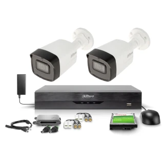 Monitoring set DAHUA 2x HAC-HFW1509TLM-A-LED-0360B-S2, 4-kanaals recorder XVR5104HS-4KL-I3