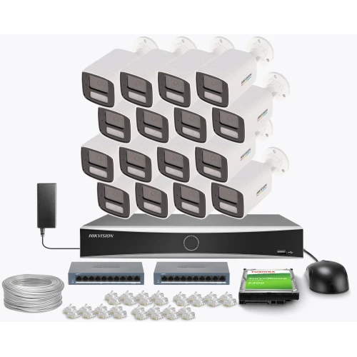 Zestaw do monitoringu Hikvision 16x DS-2CD1067G2H-LIUF/SL, aktywne odstraszanie, 2.8mm, 6Mpx, IR+LED 30m, WDR 120dB