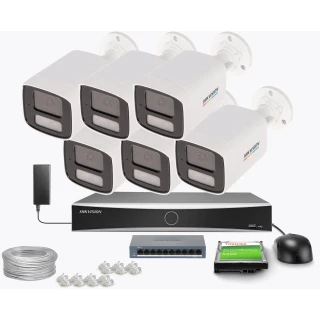 Zestaw do monitoringu Hikvision 6x DS-2CD1047G3H-LIUF,  2.8mm, 4Mpx, IR+LED 30m, WDR 120dB