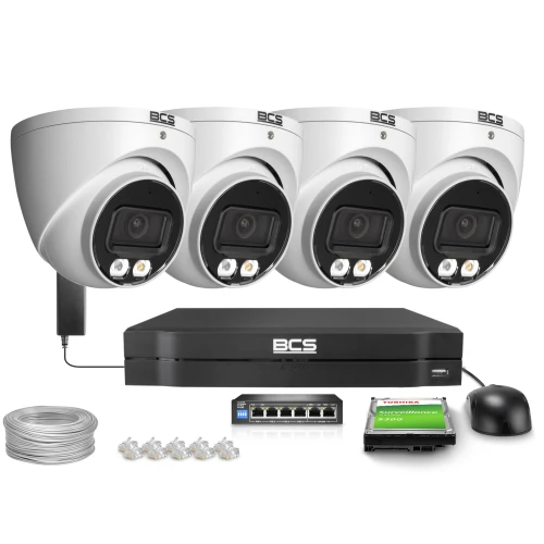 IP-monitoringset 4x BCS-L-EIP14FSR3L3, 4Mpx, SkyLight, IR 30m, WDR 120dB