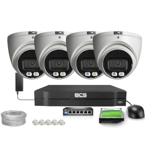 IP-bewakingsset 4x BCS-L-EIP18FCR3L3-AI1 8Mpx, NightColor, WDR 120dB, IR 30m