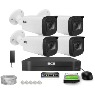 Zestaw do monitoringu IP 4x BCS-L-TIP44VWR5 4Mpx, Motozoom 2.8~12mm, IR50m, WDR120dB