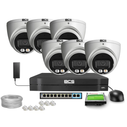 IP-monitoringset 6x BCS-L-EIP18FCR3L3-AI1 8Mpx, NightColor, WDR 120dB, IR 30m