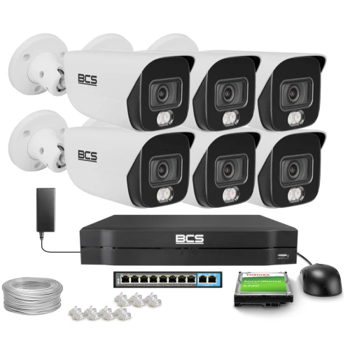 Zestaw do monitoringu IP 6x BCS-L-TIP26FCR5L5-Ai1 6Mpx, NightColor, Whitelight 50m, funkcje inteligentne