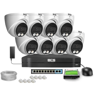 IP-monitoringset 8x BCS-L-EIP14FSR3L3, 4Mpx, SkyLight, IR 30m, WDR 120dB
