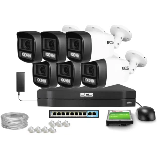 IP-monitoringset BCS Line 6x BCS-L-TIP14FCL5-Ai1, 4Mpx, NightColor 2.0, WhiteLight