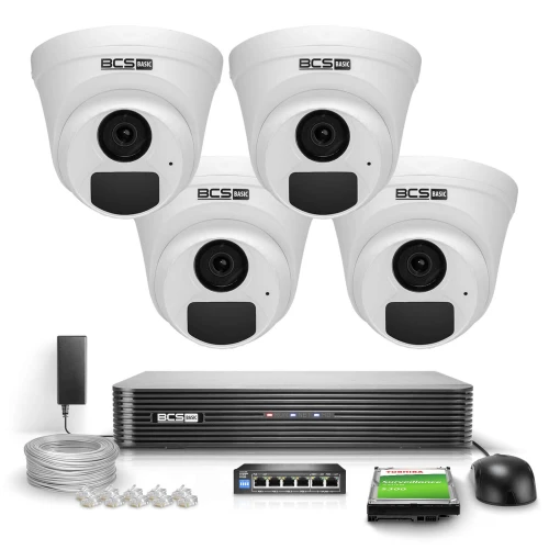 Bewakingsset 4x Camera BCS-B-EIP12FR3(2.0) Full HD IR 30m Audio PoE Schijf 1TB