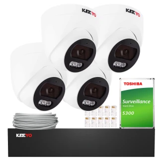 IP-bewakingsset KEEYO 4x LV-V-IP4M25DF-B 4Mpx, PoE, IR 25m, Audio, AI