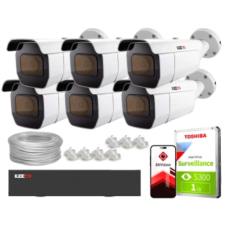 IP-bewakingsset KEEYO 6x LV-V-IP5M6TF-AI-B 5Mpx, IR 60m