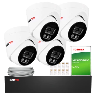 KEEYO bewakingsset 4x LV-V-IP8M25DF-E 8Mpx, IR 25m