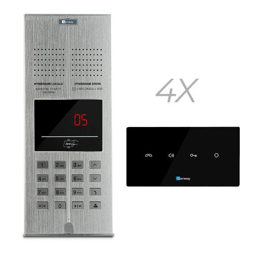 Digitale Intercom Set voor 4 gezinnen GENWAY WL-03NL V2 Handsfree Uniphone