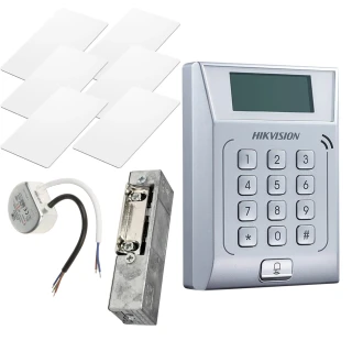 Hikvision DS-K1T802M toegangsset, 6x proximity kaart, elektrische deuropener, voeding