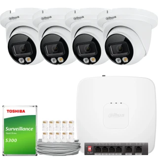 Dahua IP-set 4x IPC-HDW2649TM-S-IL-0280B, AI, Slimme Dubbele Verlichting, Volledige Kleur