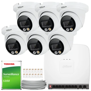 Dahua IP-set 6x IPC-HDW2649TM-S-IL-0280B, AI, Slimme Dubbele Verlichting, Volledig Kleur