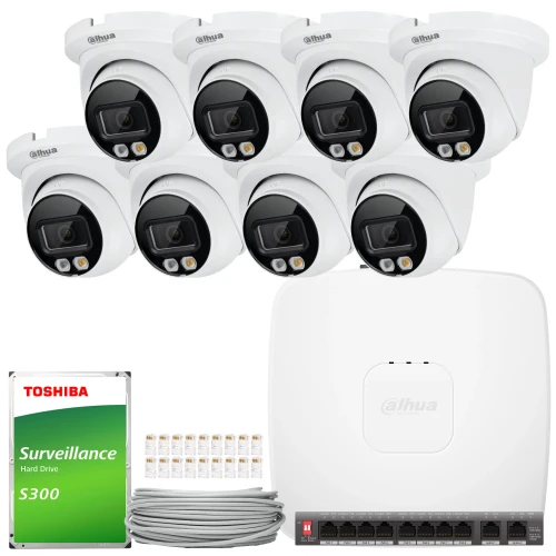Dahua IP-set 8x IPC-HDW2649TM-S-IL-0280B, AI, Slimme Dubbele Verlichting, Volledige Kleur