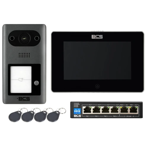IP video-intercom set BCS-PAN1401G-S Monitor 7" BCS-MON7300B-S + 4 sleutelhangers